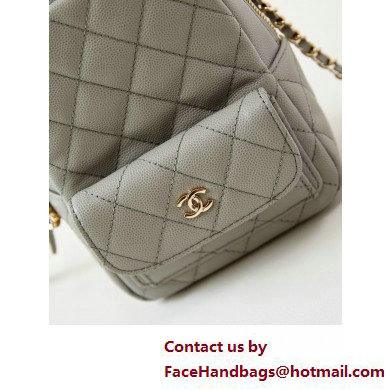 Chanel Grained Calfskin  &  Gold-Tone Metal Mini Backpack Bag AP3753 Gray 2025